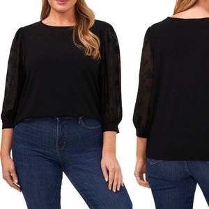 NWOT Cece lace sleeve stretch crepe blouse size  2X